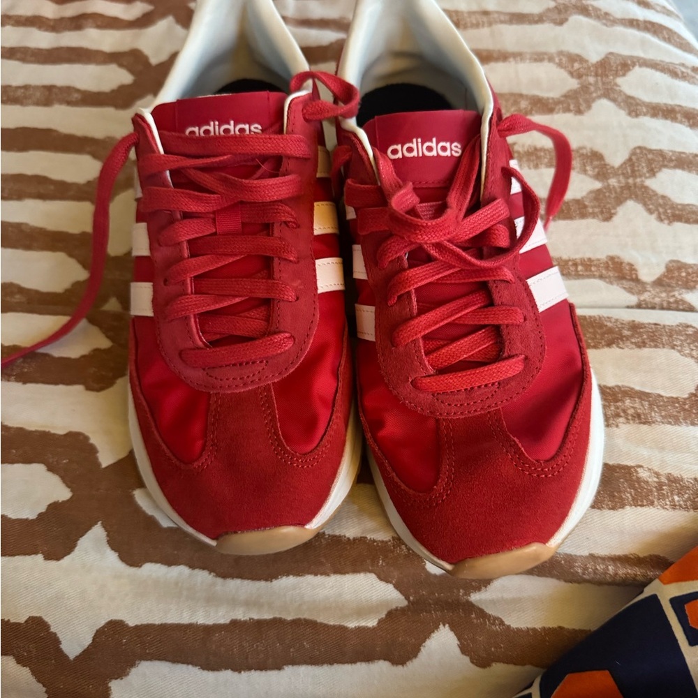 Adidas Red Sneakers with White Accents
